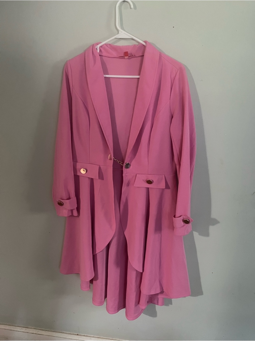 Love Pink Open-Front Flared Blazer with Waist Tabs